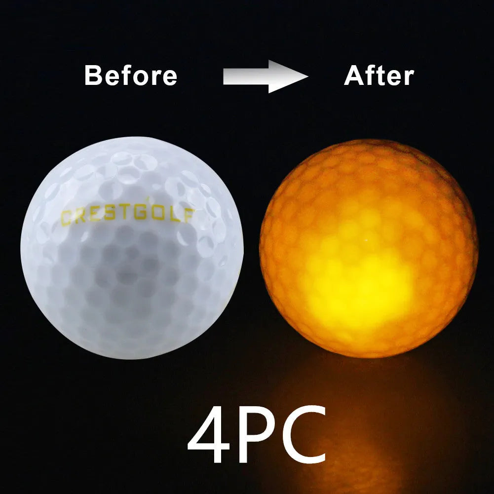 White LED golf ball on grass with 42.6mm diameter for night training, hard resin surface