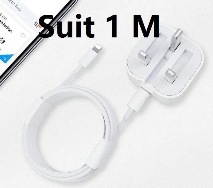 White 20W USB-C Power Delivery fast charger with British plug and coiled USB-C cable.