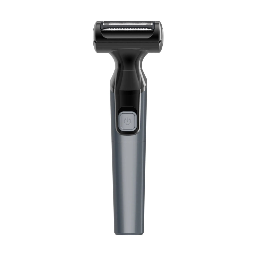 Electric hair trimmer and shaver in blue or black, fully washable ABS body, dry battery powered, for women and men