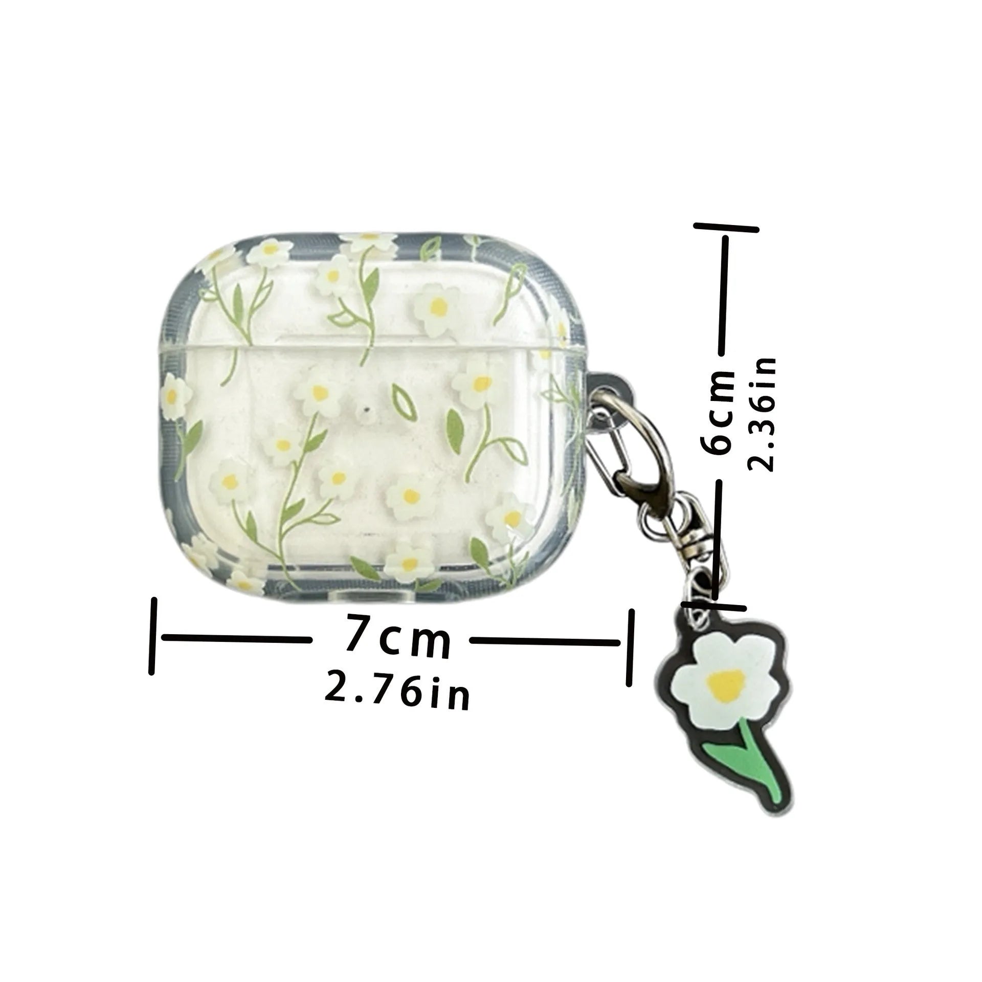 White floral pattern transparent TPU protective cover for Apple AirPods charging case