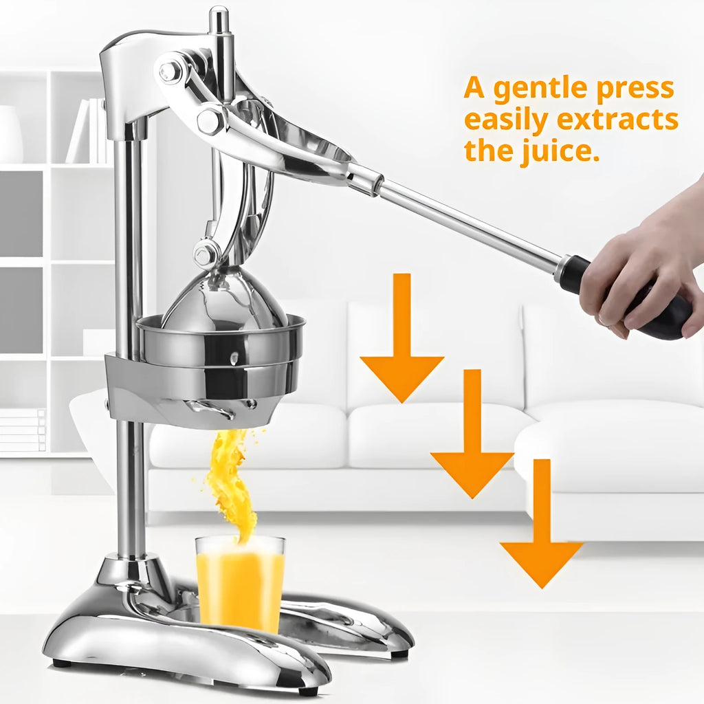 Booth manual orange juice squeezer in silver metal, single mold Chinese style
