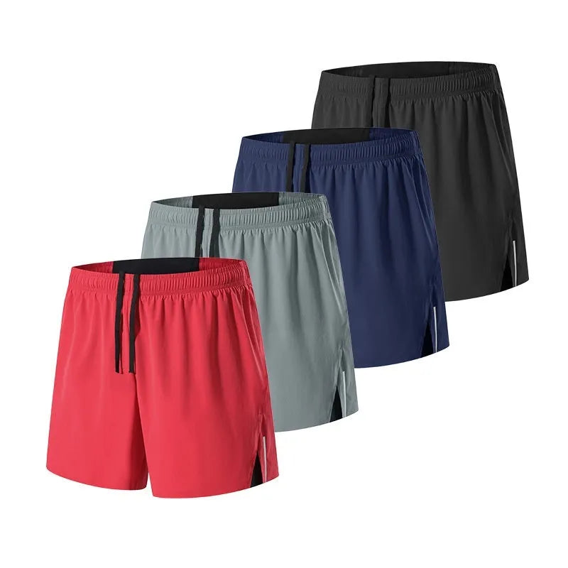 Men's loose-fit off-road running shorts in grey, showing high-waist design and built-in lining.
