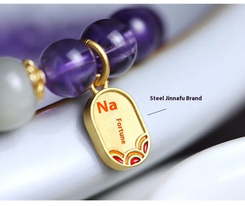 Amethyst colour geometric crystal bead bracelet ornament for women with 8mm beads