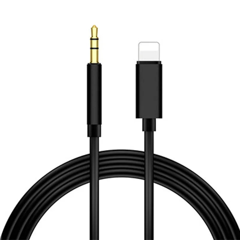 1m gold-plated mobile phone audio cable with all-metal shell in black colour