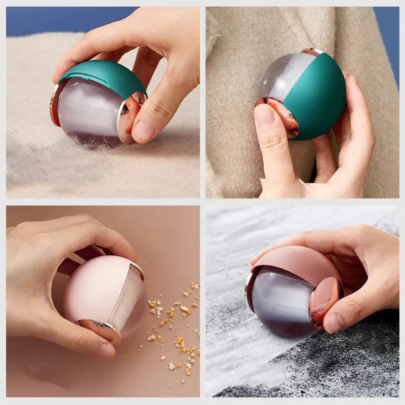 Reusable lint roller hair remover ball in Green Gold colour, removing pet hair from fabric