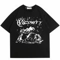 Men's loose black cotton t-shirt with Chinese style artistic retro Y2g printing