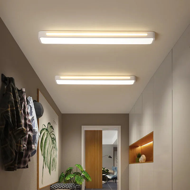 Nordic simple LED strip ceiling lamp with aluminium body and acrylic lampshade for corridors and balconies