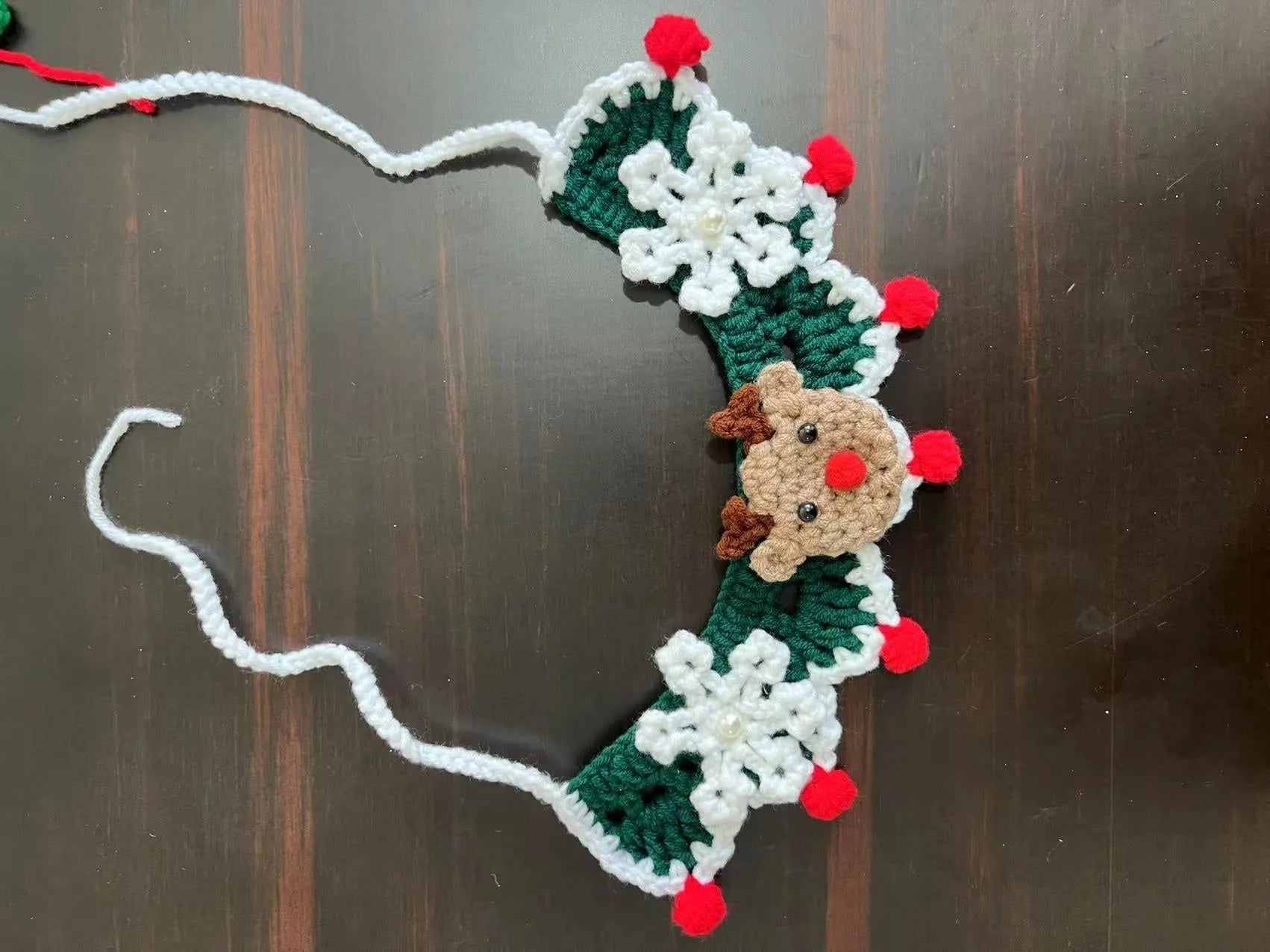 Christmas pet scarf with knitted wool Santa reindeer bell designs in multiple colours and sizes