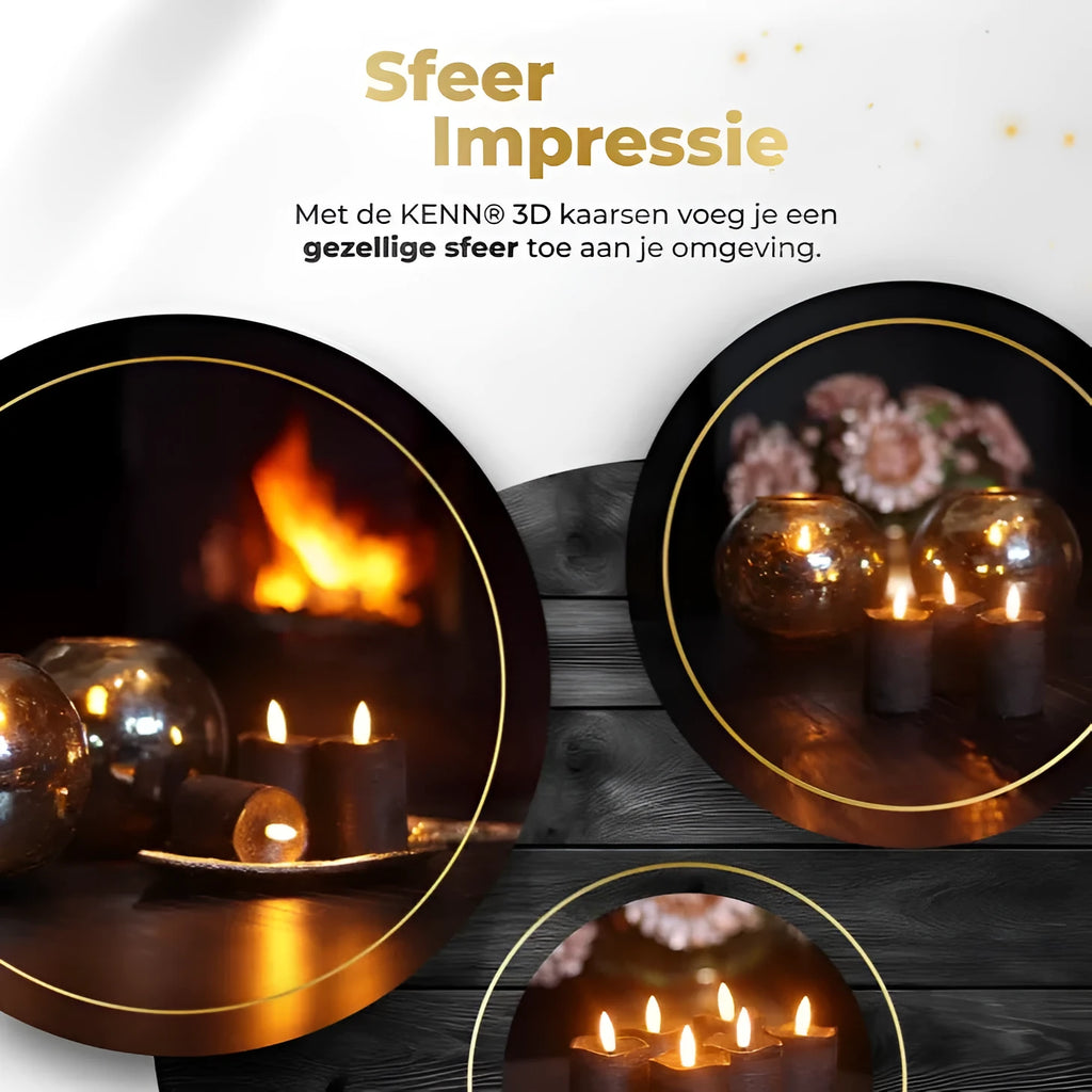 Black S6 LED pillar candle with flame-effect light, dimensions 5cm by 7cm.