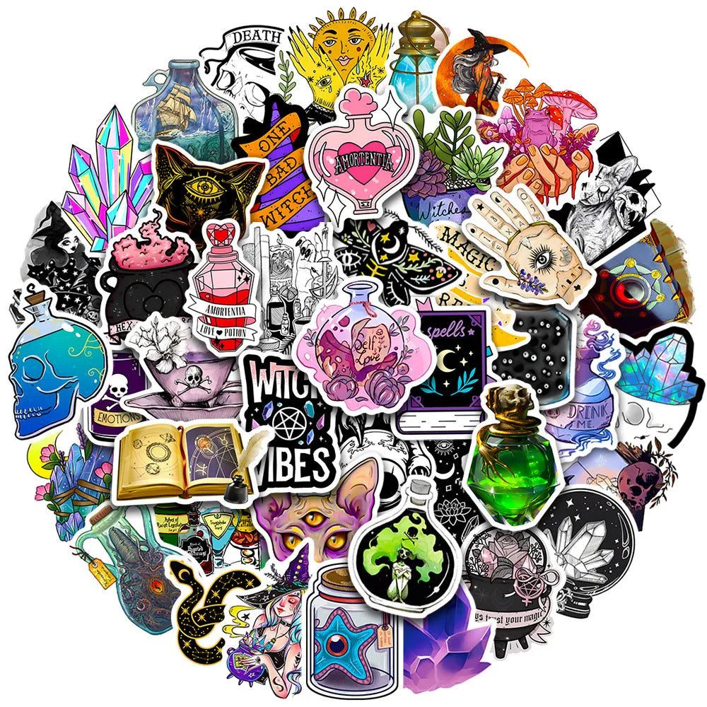 50 piece waterproof PVC luggage stickers with glossy finish for travel personalisation