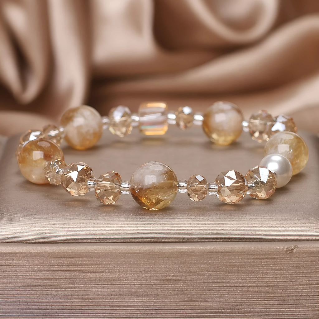 Women's light luxury artificial crystal bracelet in lemon crystal colour with animal and zodiac design