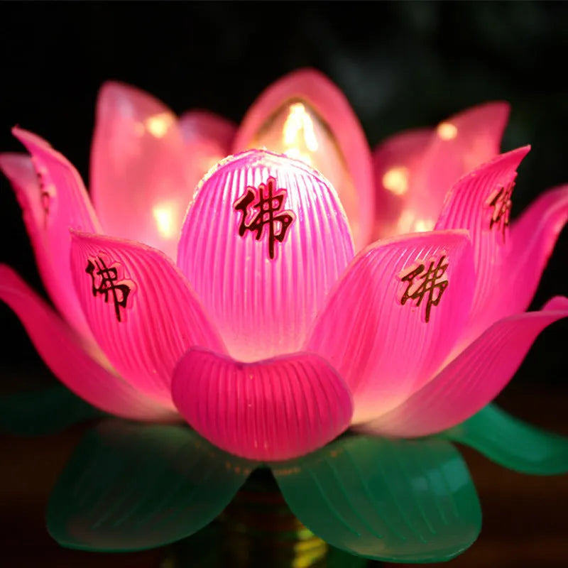 Buddha Light Lotus Lamp with colourful illumination and a US plug.