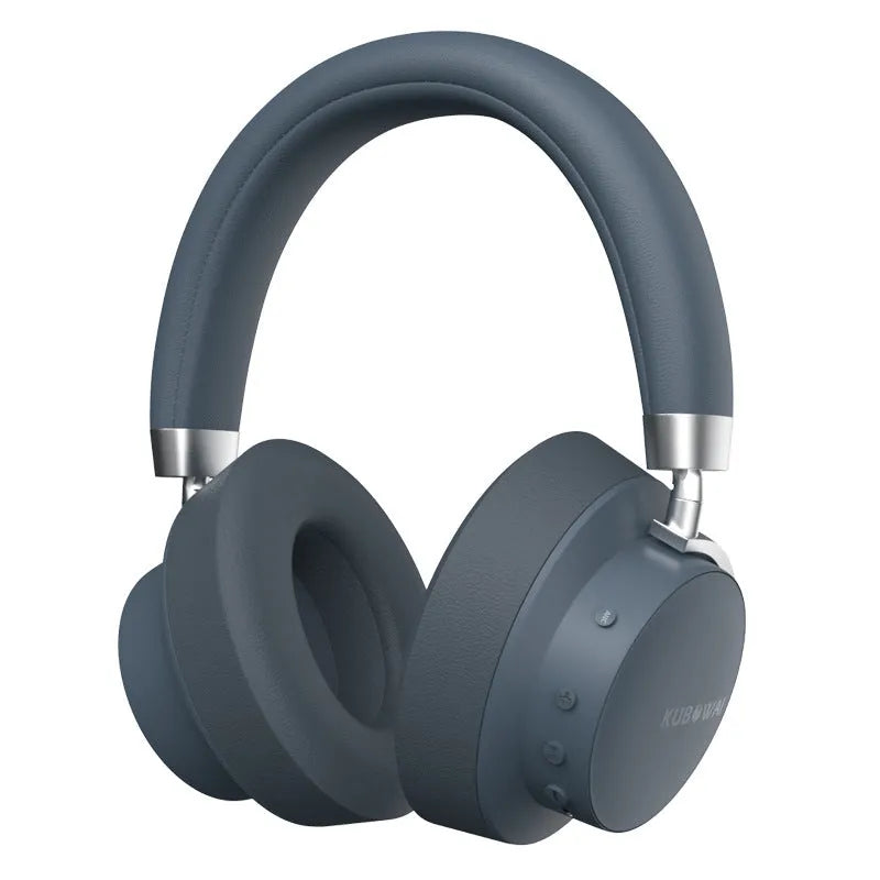 Grey sports wireless Bluetooth headset with head-mounted design and bilateral stereo sound