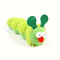 Green interactive cat toy pillow with rechargeable electronic mechanism and soft plush fabric