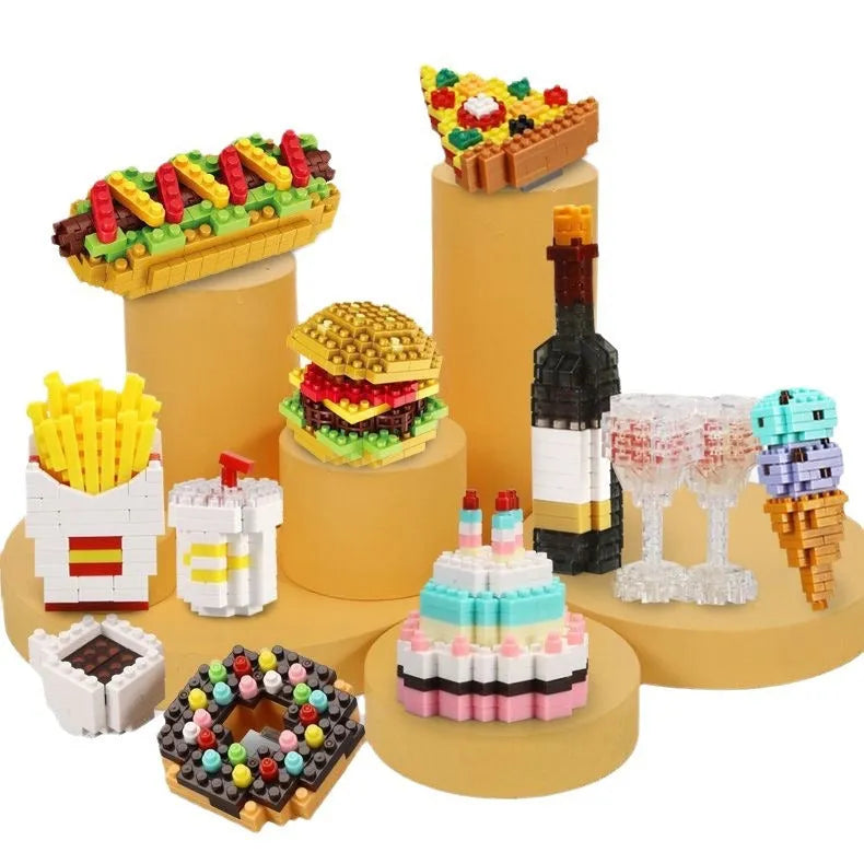 Small particle plastic building block toy set in a colour box for teenagers aged 7 to 14