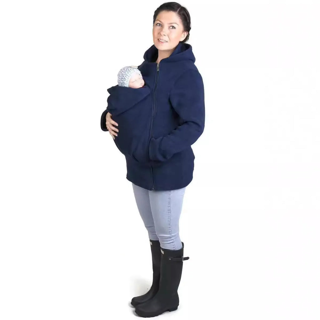 Red loose fit women's polar fleece sweater with long sleeves for autumn and winter wear.