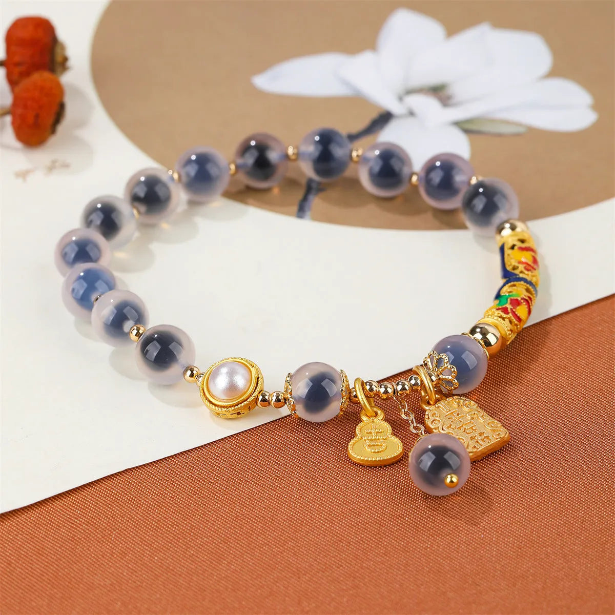 Handmade sugar heart agate bracelet in retro ethnic style for women