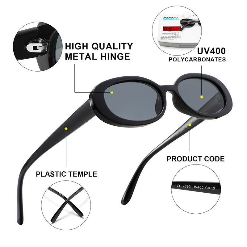 European American style small frame oval sunglasses for women with PC construction