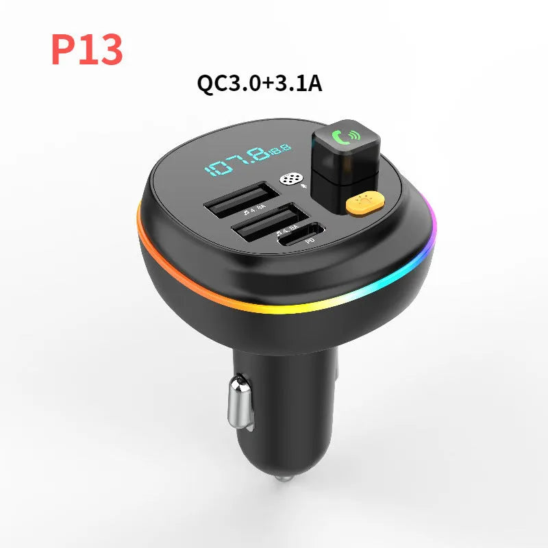Car FM transmitter Bluetooth handsfree kit with 1.2 inch ABS screen plugged into cigarette lighter
