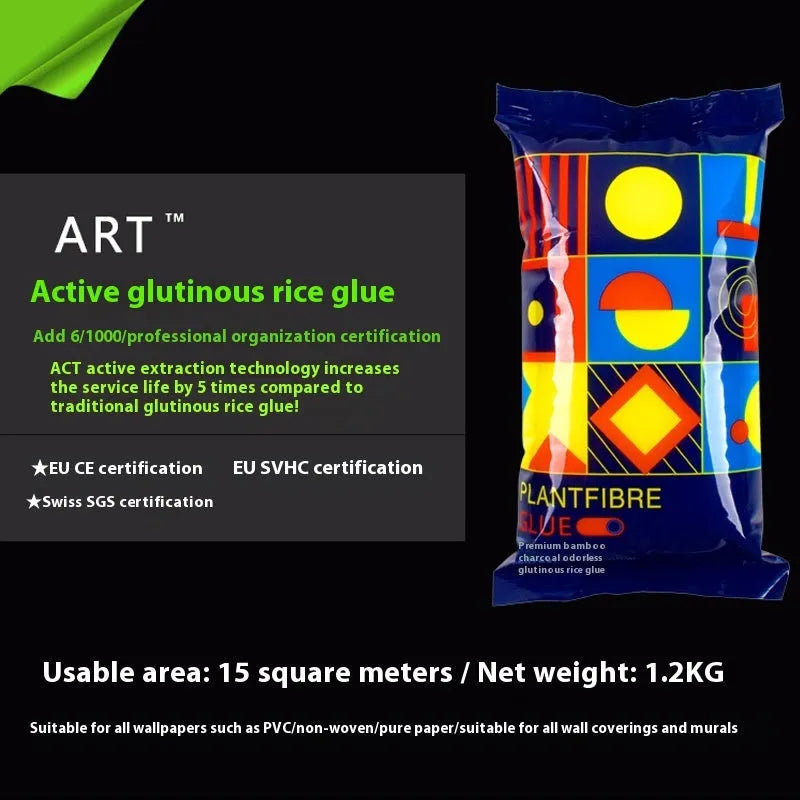 Three rolls of Glutinous Rice Glue E, a formaldehyde-free wallpaper adhesive with a clean smell.