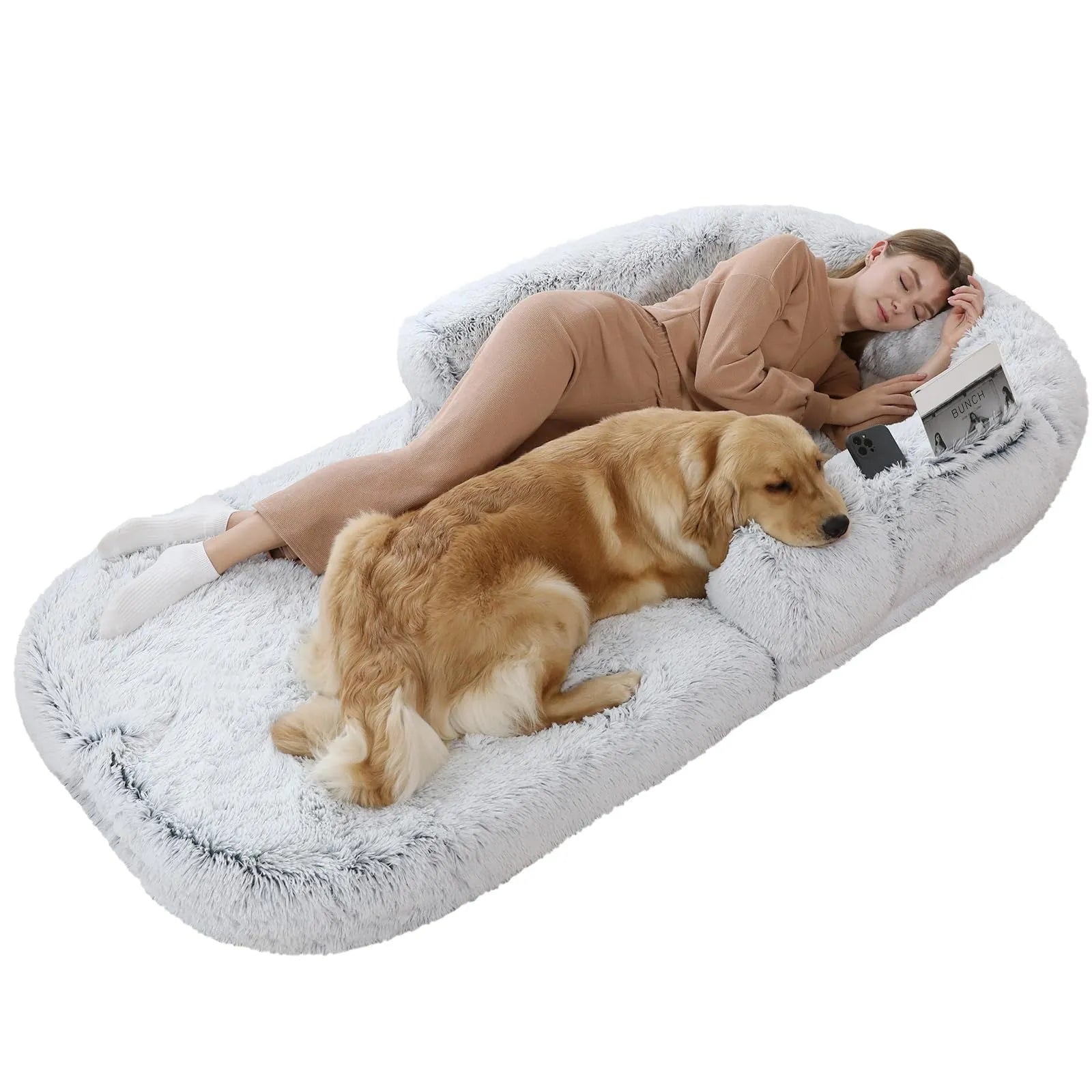 Large pet bed foldable sofa for dogs 180x115x25cm long hair gray removable washable cover