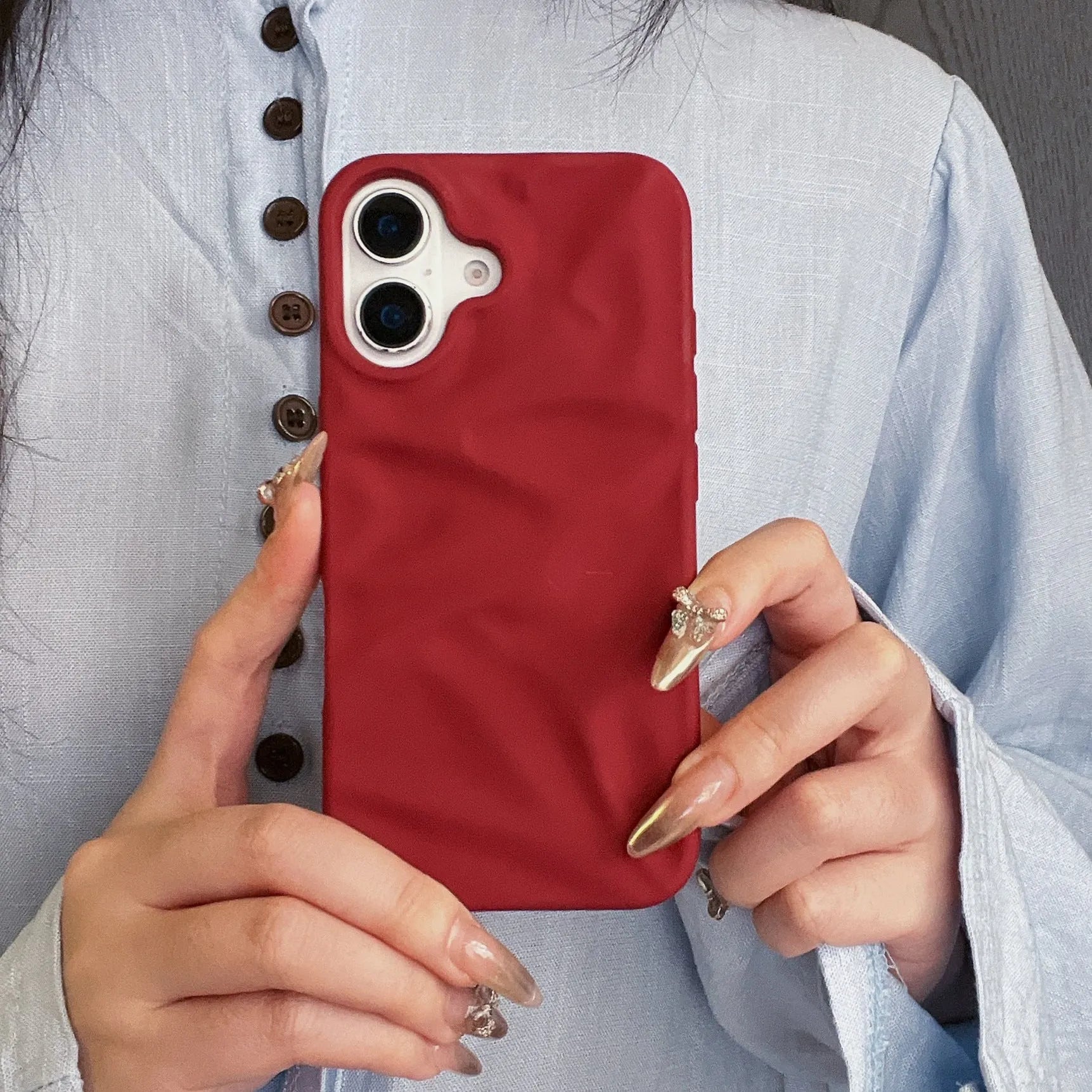 High-grade three-dimensional pleated pattern silicone phone case for iPhone, drop protection, KD pleated oil injection black colour