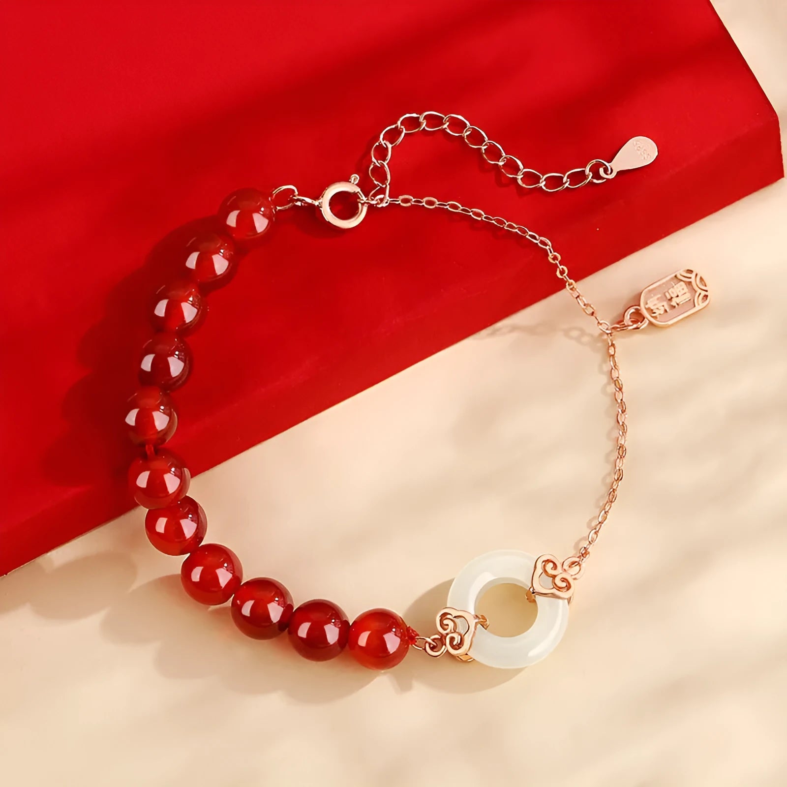 Peace buckle sterling silver 925 bracelet with Xiangyun and Fu character national style design