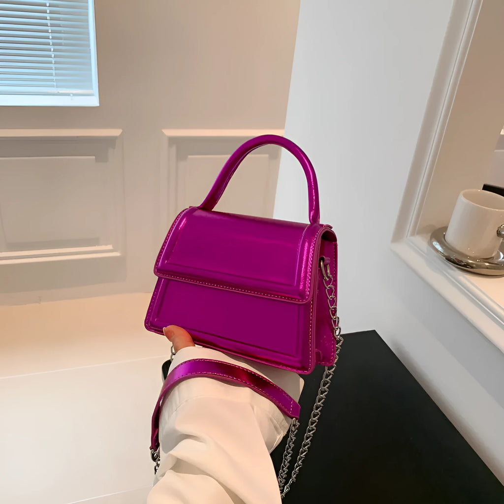 Retro horizontal square crossbody bag in PU leather with six colour options