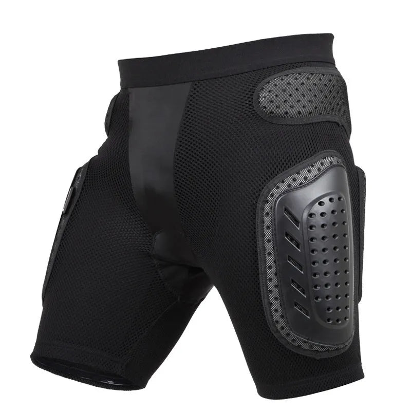 Black cycling hip pad protective pants showing hip padding design