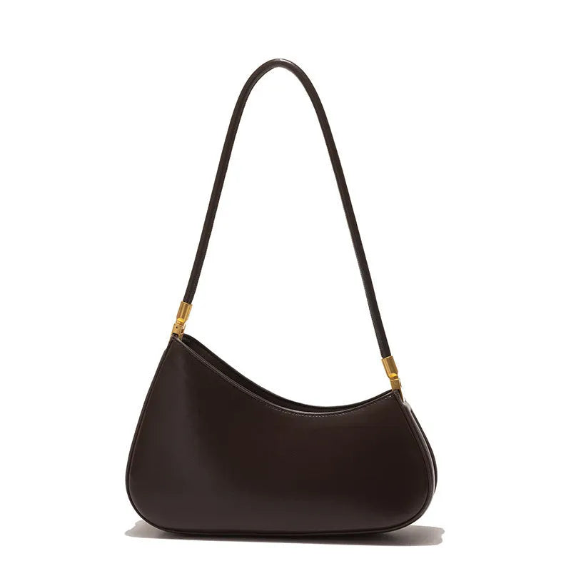 Women's oval retro underarm bag in PU leather with single shoulder strap and zipped compartment