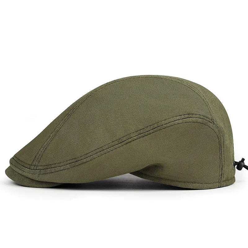 Retro British canvas beret in solid colour with adjustable size for sun protection and shade