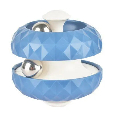 Diamond pattern ball track gyro fidget toy in blue ABS plastic – handheld stress relief toy for kids