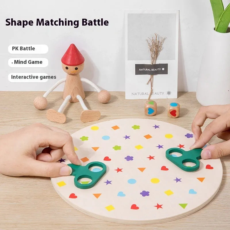 Wooden board game shape matching set for children 4-6 in colour box packaging with board and pieces