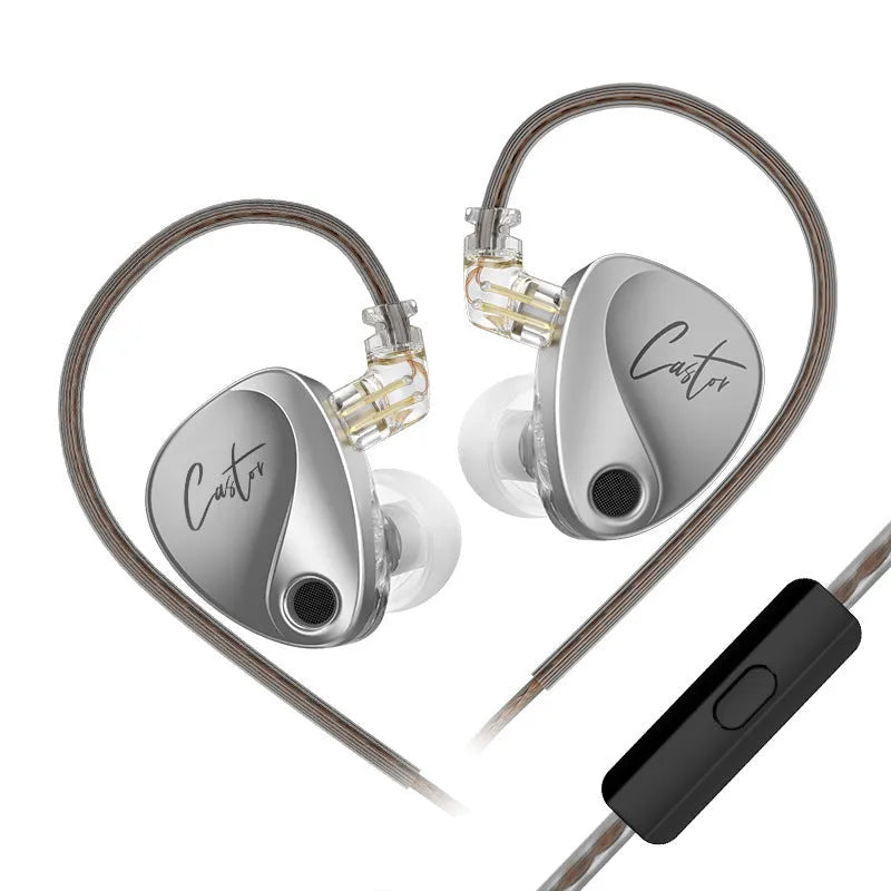 Adjustable double moving coil in-ear headphones with OFC copper cable and tuning lever, Hi-Fi wired earphone