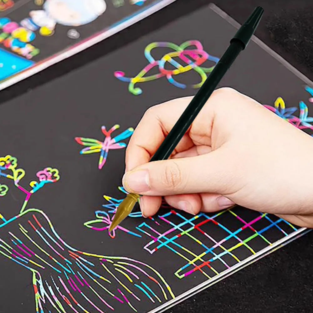 PS plastic scratch art pen for children's creative drawing projects