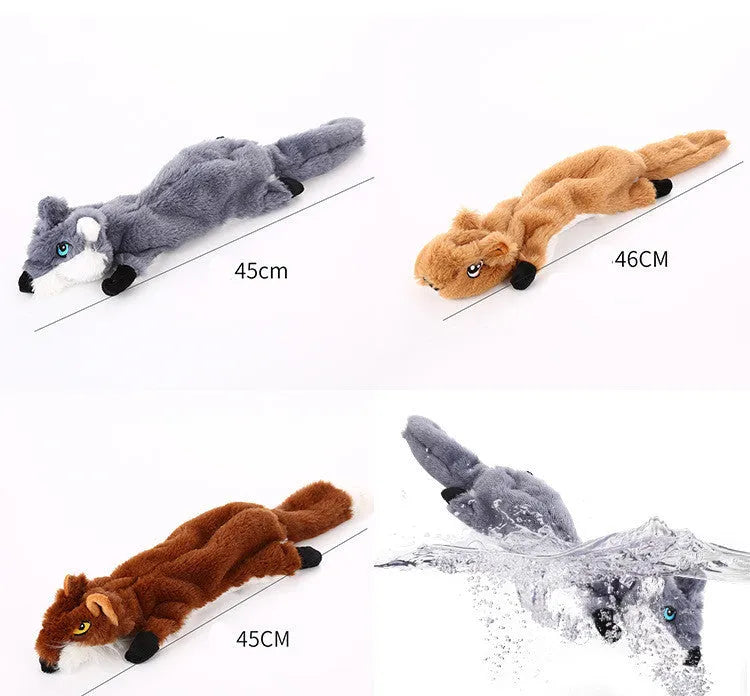 Plush dog chew toy for molar cleaning and anti-biting, animal modelling bite toy in brown or grey