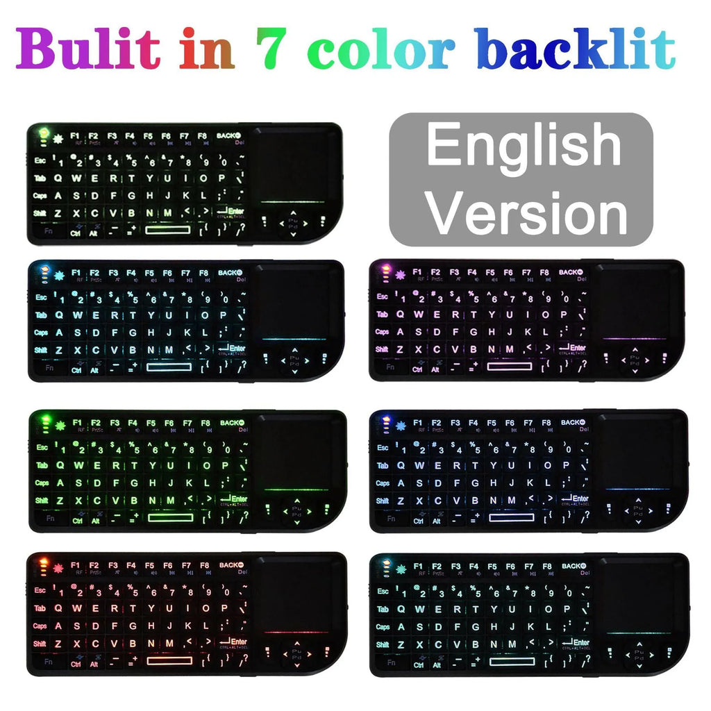 Mini wireless Bluetooth laser touch keyboard flying squirrel with 7-colour backlight, black ABS casing, 69 keys