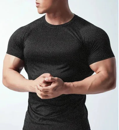 Casual round neck short sleeve t-shirt in quick-drying stretch fabric