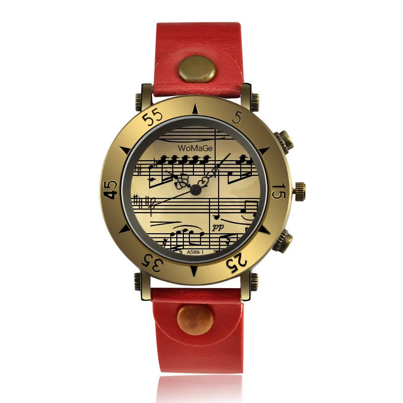 Men's music symbol watch with digital notes design on dial in multiple colour options