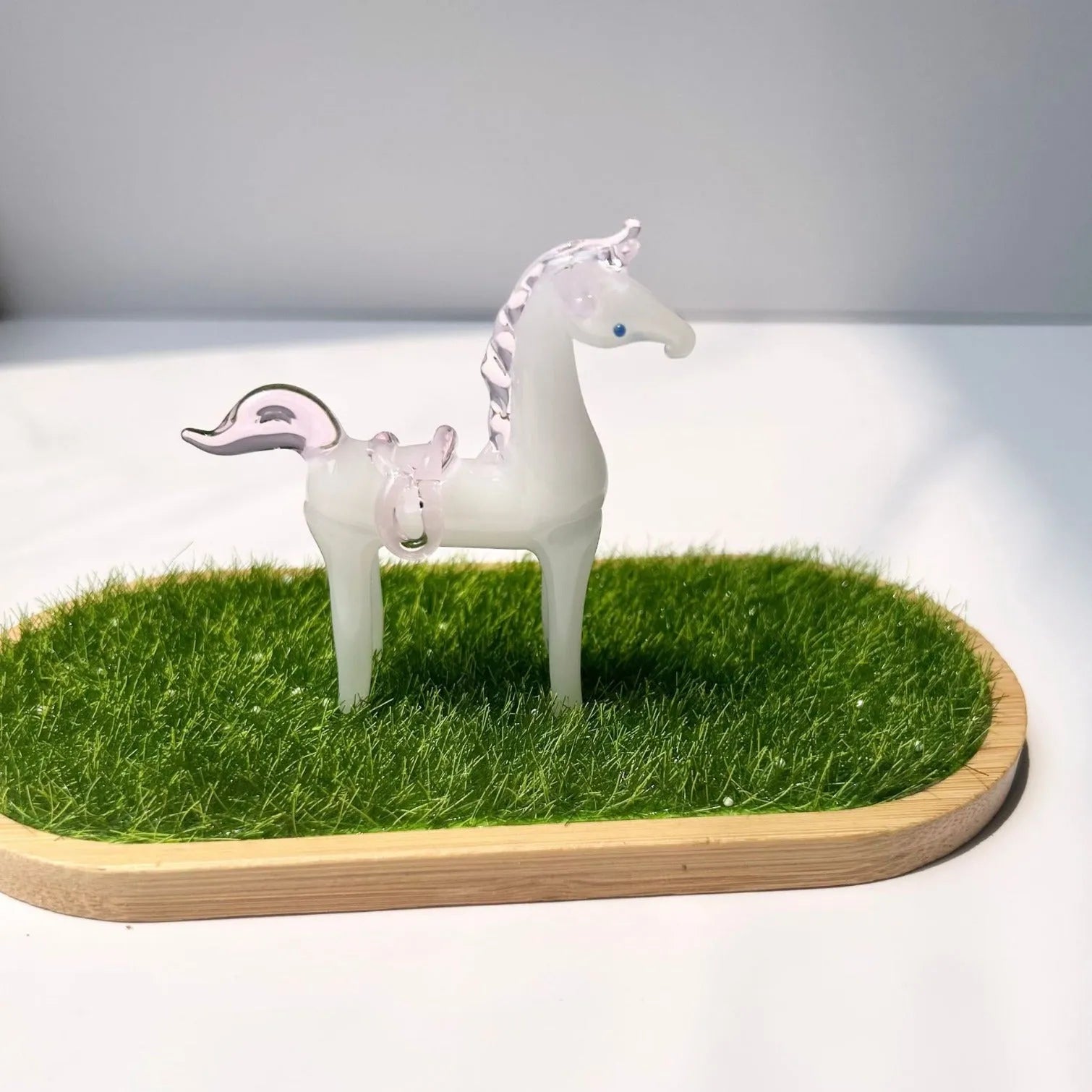 Glazed horse figurine office decoration in modern minimalist style with coloured glaze finish