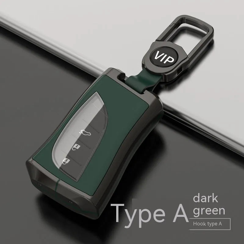 Lexus car key case cover in black, made from zinc alloy and TPU, shown in single shell style.