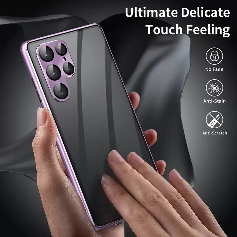 Universal Magnetic King phone case with mirror for Samsung Galaxy S24 Ultra in metallic colours.