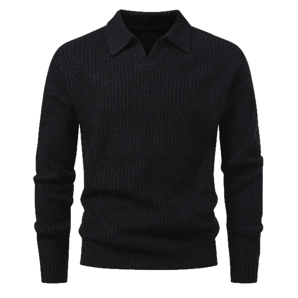 Men's solid colour cable knit turtleneck sweater, thickened polyester pullover, loose fit, available in black and light gray