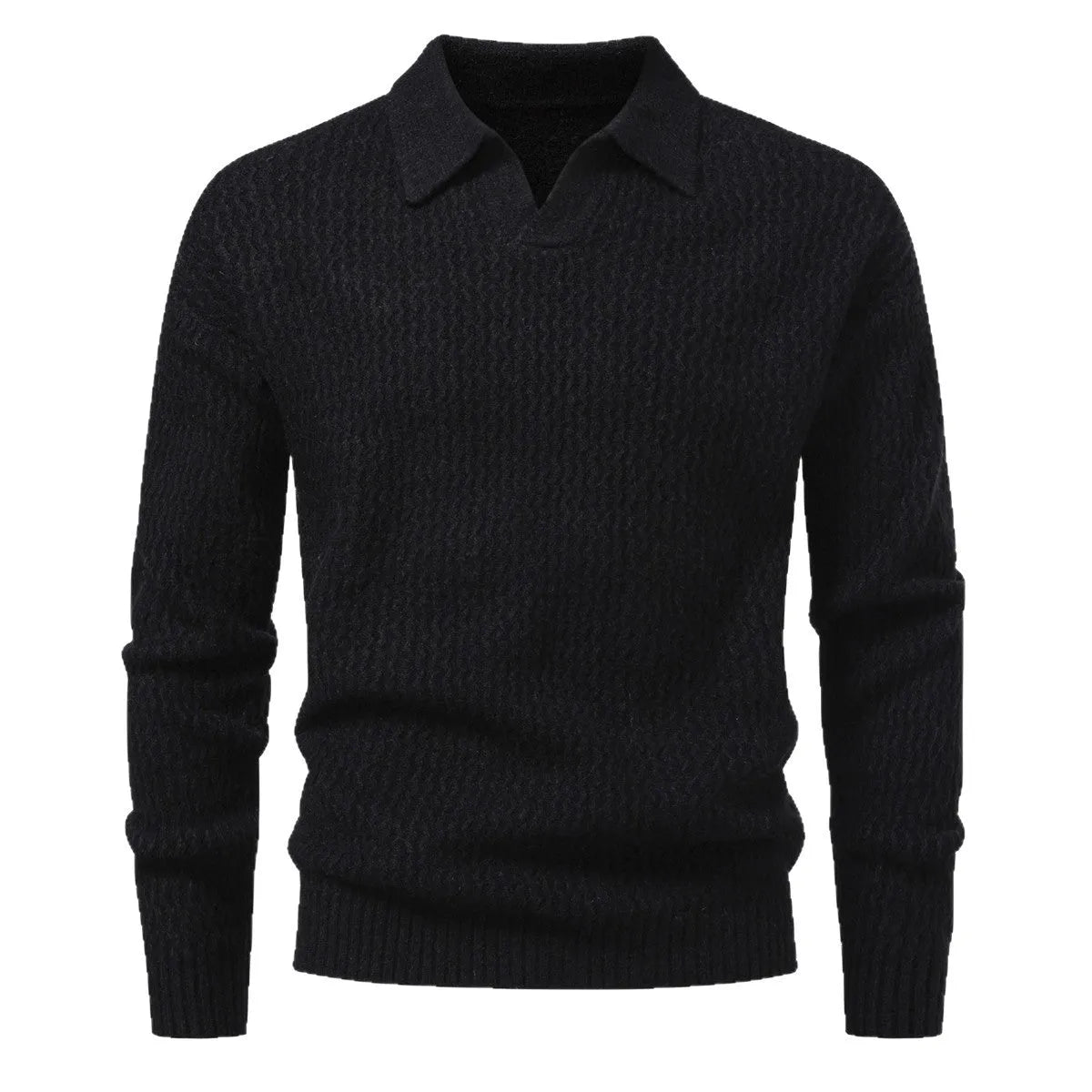 Men's solid colour cable knit turtleneck sweater, thickened polyester pullover, loose fit, available in black and light gray