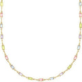 Geometric glass crystal necklace on adjustable alloy chain showing material contrasts