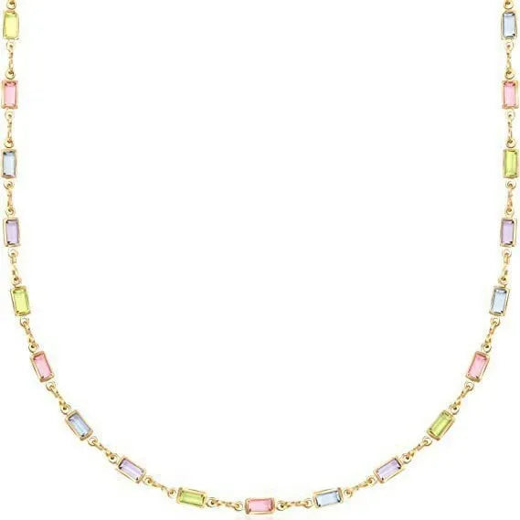 Geometric glass crystal necklace on adjustable alloy chain showing material contrasts