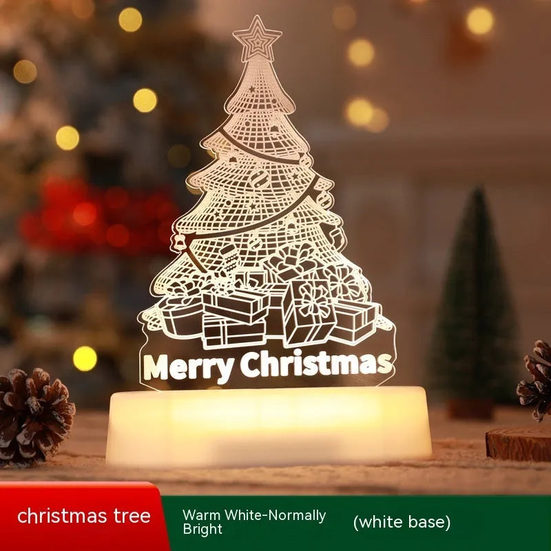 Acrylic Christmas LED night light with 3D holiday designs