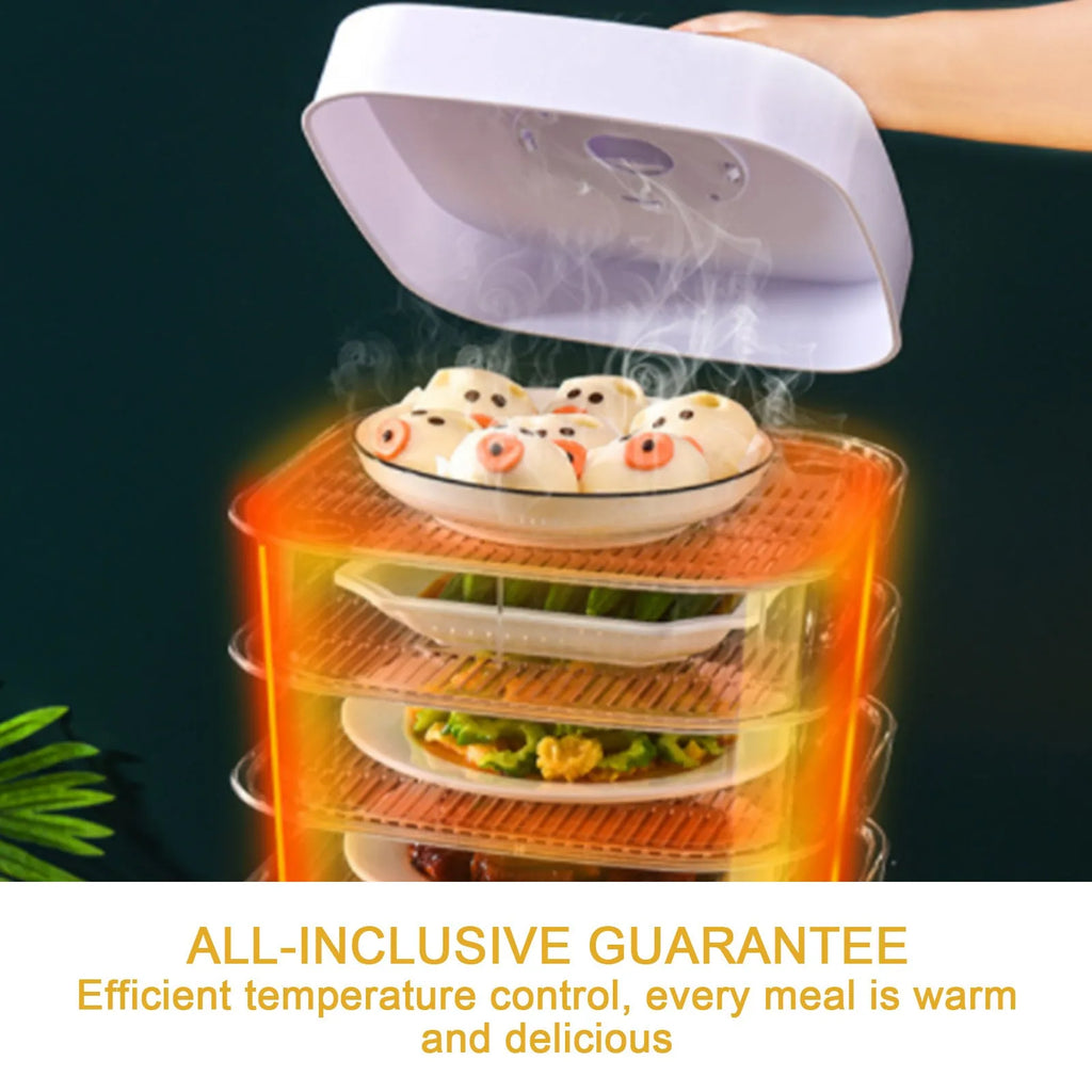 Multi-layer transparent plastic dish cover with temperature display in white colour