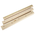 Set of three solid wooden hangboards for grip strength training in 12cm, 40cm, and 50cm sizes.