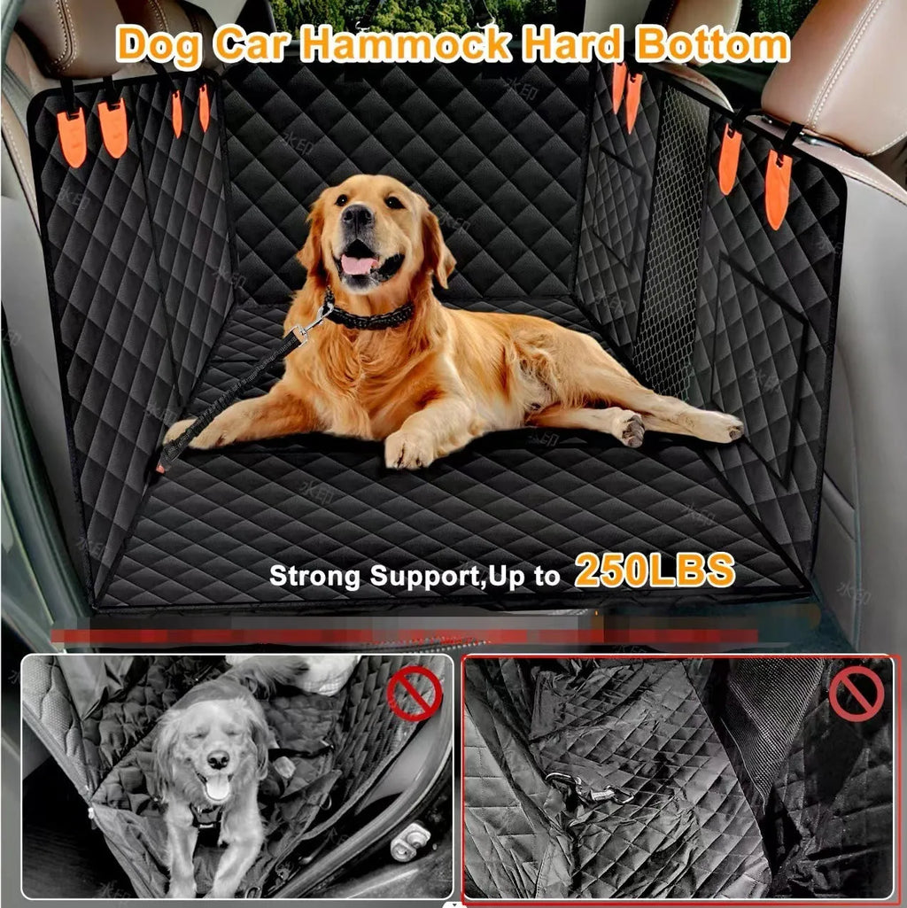 Black waterproof polyester car pet mat for dogs, 132 x 160cm, vehicle-mounted and load-bearing